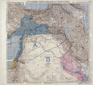 Map of Sykes–Picot Agreement showing Eastern Turkey in Asia. Credit: The National Archives (United Kingdom). 